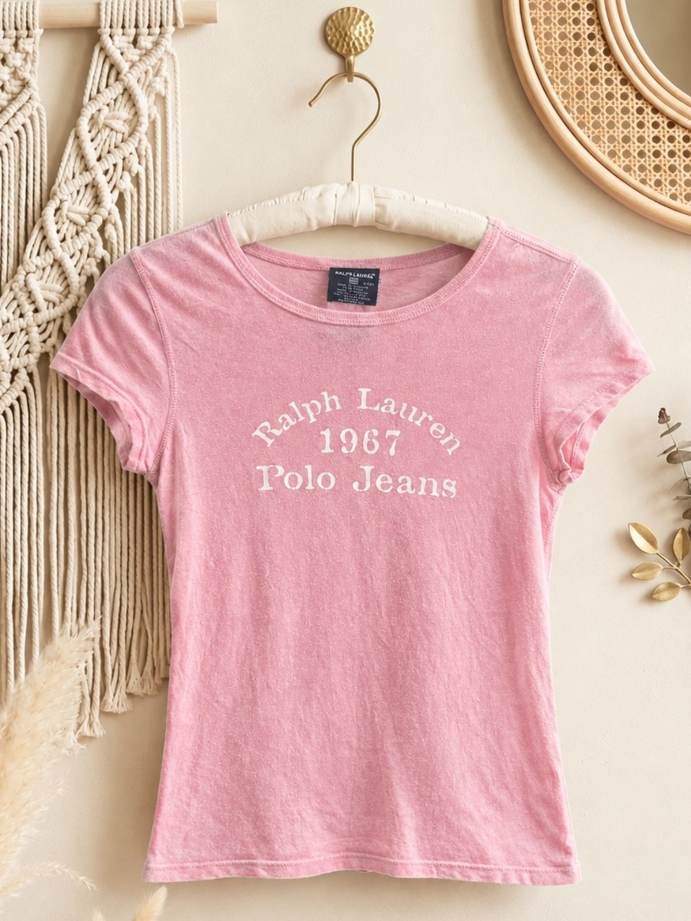 Vintage Y2K Ralph Lauren Pink '1967 Polo Jeans' Short Sleeve Tee